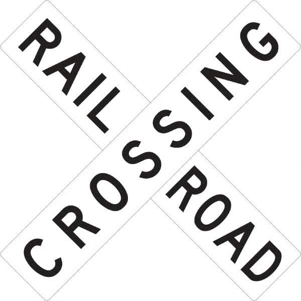 NMC - "Railroad Crossing", 48" Wide x 48" High, Aluminum Traffic Control Signs - 0.08" Thick, Black on White, High Intensity Reflectivity, Square, Post Mount - Apex Tool & Supply
