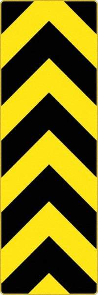 NMC - "Chevron", 12" Wide x 36" High, Aluminum Warning & Safety Reminder Signs - 0.08" Thick, Black on Yellow, High Intensity Reflectivity, Rectangle, Post Mount - Apex Tool & Supply
