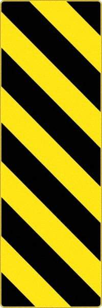 NMC - "Chevron", 12" Wide x 36" High, Aluminum Warning & Safety Reminder Signs - 0.08" Thick, Black on Yellow, High Intensity Reflectivity, Rectangle, Post Mount - Apex Tool & Supply