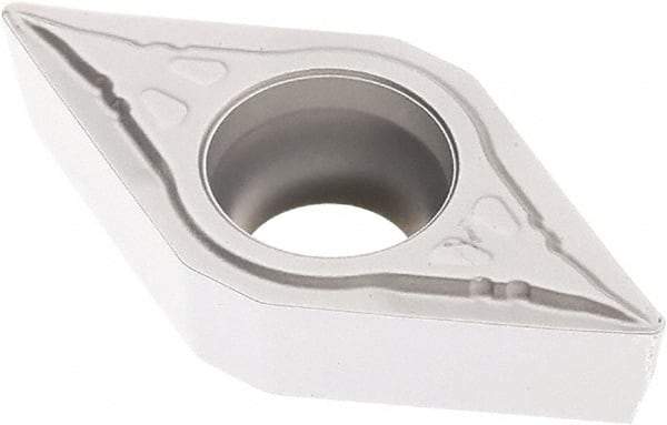 Seco - DCMT32.51 F1 Grade TK1501 Carbide Turning Insert - Ti(C/N)/Al2O3/Cr Finish, 55° Diamond, 3/8" Inscr Circle, 5/32" Thick, 1/64" Corner Radius - Apex Tool & Supply