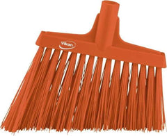 Vikan - 11-3/4" Wide, Orange Polyester Bristles, Angled Broom - Water Resistant - Apex Tool & Supply