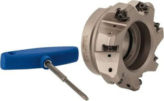 Iscar - 3.398" Cut Diam, 1-1/2" Arbor Hole, 0.138" Max Depth of Cut, 30° Indexable Chamfer & Angle Face Mill - 7 Inserts, H600 WXCU 08 Insert, Right Hand Cut, 7 Flutes, Through Coolant, Series Helido - Apex Tool & Supply