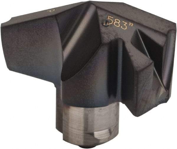Iscar - Series ICP, 0.583" Diam Grade IC908 140° Replaceable Drill Tip - Carbide, TiAlN Finish, 14 Seat Size, Through Coolant - Apex Tool & Supply