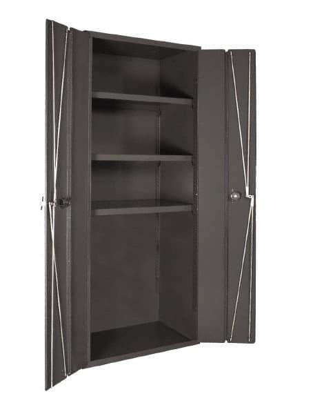 Durham - 3 Shelf Locking Storage Cabinet - Steel, 38" Wide x 26" Deep x 72" High, Gray - Apex Tool & Supply