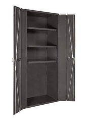 Durham - 3 Shelf Locking Storage Cabinet - Steel, 38" Wide x 26" Deep x 72" High, Gray - Apex Tool & Supply