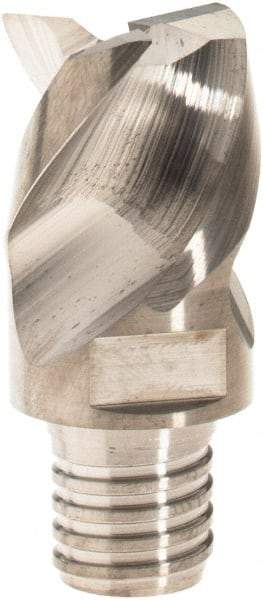 Iscar - MM EA Grade IC08 Carbide End Milling Tip Insert - Uncoated, 3 Flutes, 1" Cutting Diam, 3/4" Depth of Cut, 1.44" Extension, 0.02" Cnr Rad, 40° Helix - Apex Tool & Supply
