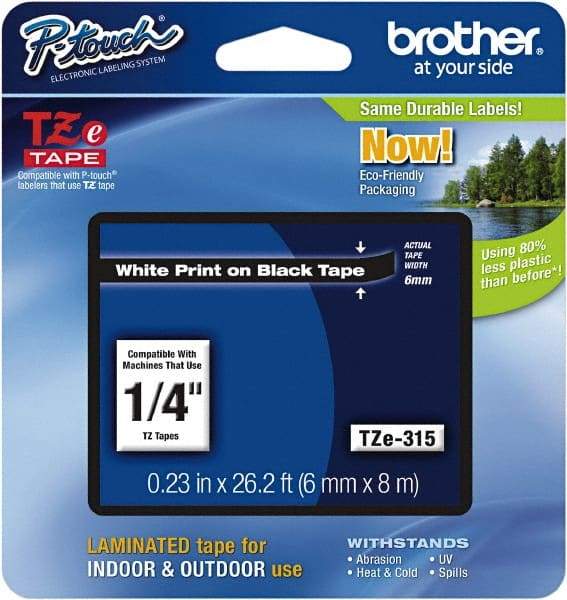 Uni-Ball - 1/4" Wide, Black Label Tape - For Label Maker - Apex Tool & Supply