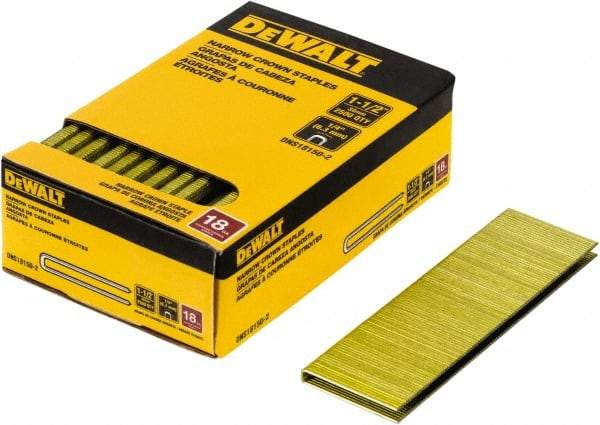 DeWALT - 1-1/2" Long x 1/4" Wide, 18 Gauge Crowned Construction Staple - Steel, Copper Finish, Chisel Point - Apex Tool & Supply