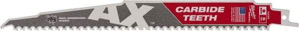 Milwaukee Tool - 9" Long x 1" Thick, Bi-Metal Reciprocating Saw Blade - Tapered Profile, 5 TPI, Toothed Edge, Universal Shank - Apex Tool & Supply