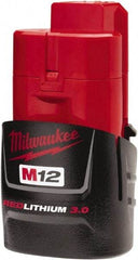 Milwaukee Tool - 12 Volt Lithium-Ion Power Tool Battery - 3 Ahr Capacity, Series M12 REDLITHIUM - Apex Tool & Supply