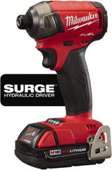 Milwaukee Tool - 18 Volt, 1/4" Drive, 450 In/Lb Torque, Cordless Impact Driver - 3000 RPM, 2 Lithium-Ion Batteries Included - Apex Tool & Supply