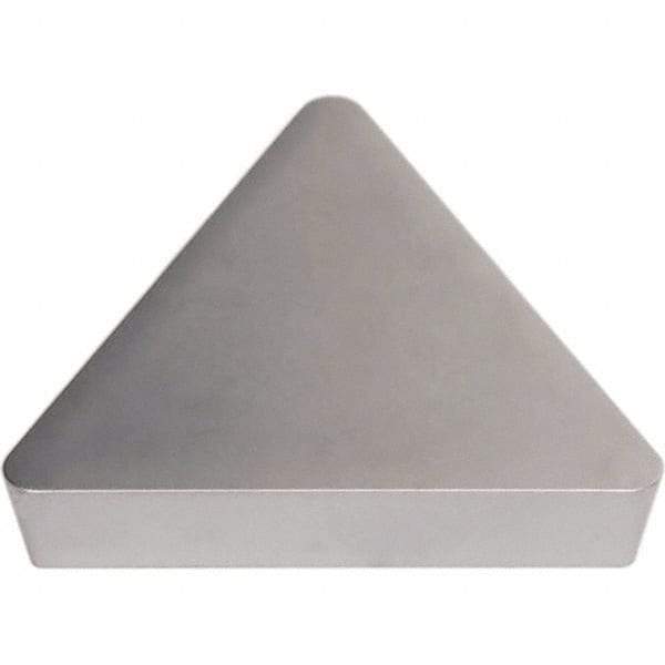 Seco - TPU322 Flat Top Grade TK1501 Carbide Turning Insert - Ti(C/N)/Al2O3/Cr Finish, 60° Triangle, 3/8" Inscr Circle, 1/8" Thick, 1/32" Corner Radius - Apex Tool & Supply