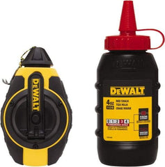 DeWALT - 100' Long Reel & Chalk Set - Yellow & Black, Includes 4 oz Red Chalk - Apex Tool & Supply
