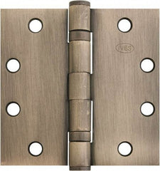 IVES - 4-1/2" Long x 4-1/2" Wide x 1.34" Thick, Stainless Steel Full Mortise Ball Bearing Hinge - Satin Chrome Finish, 5 Knuckles, 8 Holes - Apex Tool & Supply