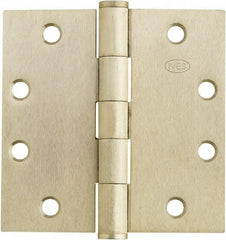 IVES - 4-1/2" Long x 4-1/2" Wide x 1.34" Thick, Stainless Steel Full Mortise Ball Bearing Hinge - Satin Chrome Finish, 5 Knuckles, 8 Holes - Apex Tool & Supply