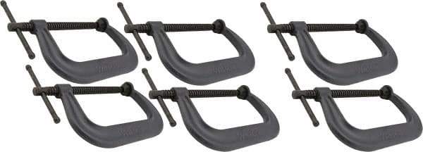 Wilton - Regular-Duty 10-1/8" Max Opening, 6" Throat Depth, Forged Steel Standard C-Clamp - 8,000 Lb Capacity, 2" Min Opening, Deep Throat - Apex Tool & Supply