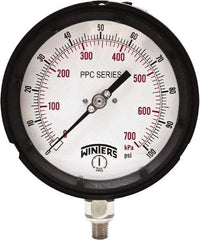 Winters - 4-1/2" Dial, 1/4 Thread, 0-100 Scale Range, Pressure Gauge - Bottom Connection Mount, Accurate to ±0.5% of Scale - Apex Tool & Supply