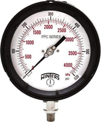 Winters - 4-1/2" Dial, 1/4 Thread, 0-600 Scale Range, Pressure Gauge - Bottom Connection Mount, Accurate to ±0.5% of Scale - Apex Tool & Supply