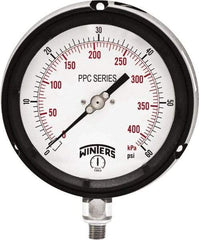 Winters - 4-1/2" Dial, 1/4 Thread, 0-60 Scale Range, Pressure Gauge - Bottom Connection Mount, Accurate to ±0.5% of Scale - Apex Tool & Supply