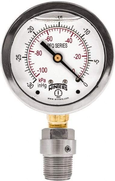 Winters - 2-1/2" Dial, 1/4 Thread, 0-160 Scale Range, Pressure Gauge - Bottom Connection Mount, Accurate to 1.5% of Scale - Apex Tool & Supply