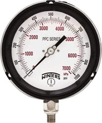 Winters - 4-1/2" Dial, 1/4 Thread, 0-1,000 Scale Range, Pressure Gauge - Bottom Connection Mount, Accurate to ±0.5% of Scale - Apex Tool & Supply