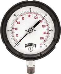 Winters - 4-1/2" Dial, 1/4 Thread, 0-30 Scale Range, Pressure Gauge - Bottom Connection Mount, Accurate to ±0.5% of Scale - Apex Tool & Supply