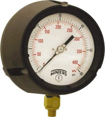 Winters - 4-1/2" Dial, 1/4 Thread, 0-60 Scale Range, Pressure Gauge - Bottom Connection Mount, Accurate to ±0.5% of Scale - Apex Tool & Supply