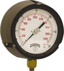 Winters - 4-1/2" Dial, 1/4 Thread, 0-300 Scale Range, Pressure Gauge - Bottom Connection Mount, Accurate to ±0.5% of Scale - Apex Tool & Supply