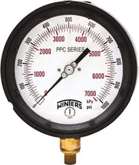 Winters - 4-1/2" Dial, 1/4 Thread, 0-1,000 Scale Range, Pressure Gauge - Bottom Connection Mount, Accurate to ±0.5% of Scale - Apex Tool & Supply