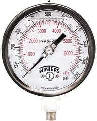 Winters - 4" Dial, 1/4 Thread, 0-1,000 Scale Range, Pressure Gauge - Bottom Connection Mount, Accurate to 1% Full-Scale of Scale - Apex Tool & Supply