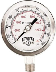 Winters - 4" Dial, 1/4 Thread, 0-2,000 Scale Range, Pressure Gauge - Bottom Connection Mount, Accurate to 1% Full-Scale of Scale - Apex Tool & Supply