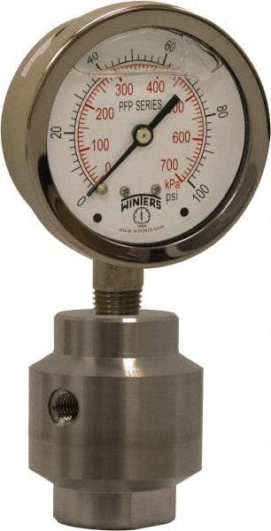 Winters - 2-1/2" Dial, 1/4 Thread, 0-160 Scale Range, Pressure Gauge - Bottom Connection Mount, Accurate to 1.5% of Scale - Apex Tool & Supply