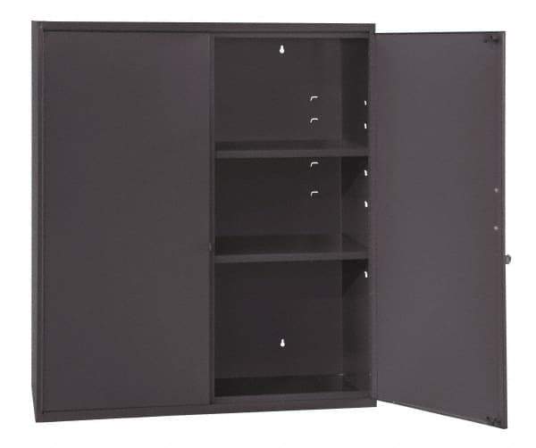 Durham - 2 Shelf Locking Storage Cabinet - Steel, 26-5/8" Wide x 11-7/8" Deep x 30" High, Gray - Apex Tool & Supply