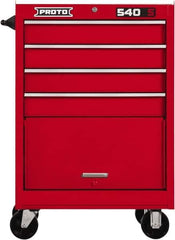 Proto - 4 Drawer Steel Tool Roller Cabinet - 27" Wide x 42" High x 18" Deep, Ball Bearing Drawer Slides, Red - Apex Tool & Supply