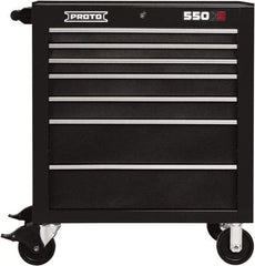 Proto - 7 Drawer Steel Tool Roller Cabinet - 34" Wide x 41" High x 25-1/4" Deep, Ball Bearing Drawer Slides, Black - Apex Tool & Supply