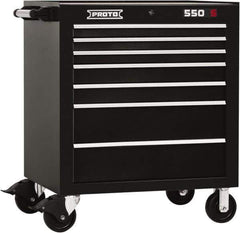 Proto - 7 Drawer Steel Tool Roller Cabinet - 34" Wide x 41" High x 25-1/4" Deep, Ball Bearing Drawer Slides, Black - Apex Tool & Supply