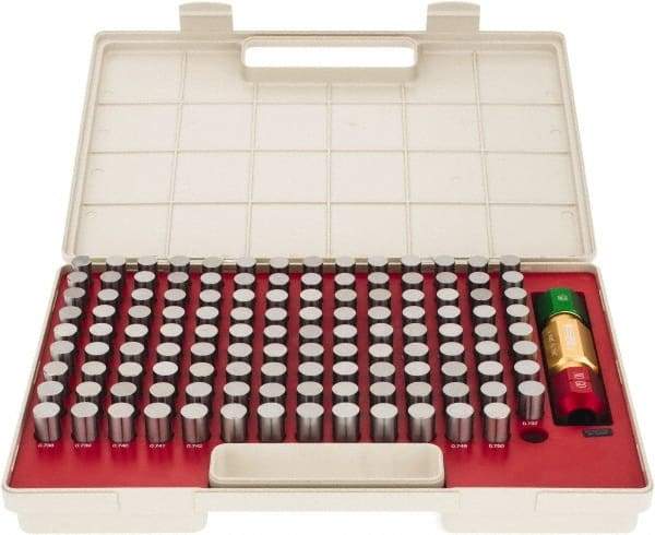 SPI - 125 Piece, 0.626-0.75 Inch Diameter Plug and Pin Gage Set - Minus 0.0002 Inch Tolerance, Class ZZ - Apex Tool & Supply