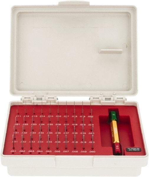 SPI - 50 Piece, 0.011-0.06 Inch Diameter Plug and Pin Gage Set - Minus 0.0002 Inch Tolerance, Class ZZ - Apex Tool & Supply