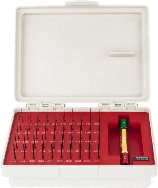 SPI - 50 Piece, 0.011-0.06 Inch Diameter Plug and Pin Gage Set - Minus 0.0002 Inch Tolerance, Class ZZ - Apex Tool & Supply