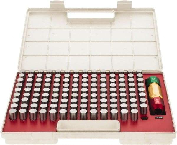 SPI - 125 Piece, 16.5-18.98mm Diameter Plug and Pin Gage Set - Minus 0.005mm Tolerance, Class ZZ - Apex Tool & Supply