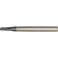 6 mm Dia. × 10 mm Shank × 6 mm DOC × 100 mm OAL, Carbide TiAlN, Spiral , 2 Flute, 15°|CW Helix, Round, External , Ballnose End Mill - Exact Industrial Supply