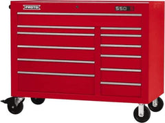 Proto - 23,419 Lb Capacity, 12 Drawer Mobile Workstation - 50" Wide x 25-1/4" Deep x 41" High, Steel, Red - Apex Tool & Supply