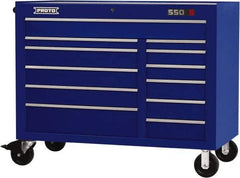 Proto - 23,419 Lb Capacity, 12 Drawer Mobile Workstation - 50" Wide x 25-1/4" Deep x 41" High, Steel, Blue - Apex Tool & Supply