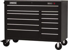 Proto - 23,419 Lb Capacity, 12 Drawer Mobile Workstation - 50" Wide x 25-1/4" Deep x 41" High, Steel, Black - Apex Tool & Supply