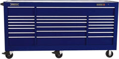 Proto - 48,115 Lb Capacity, 22 Drawer Mobile Workstation - 88-1/4" Wide x 27" Deep x 46-3/8" High, Steel, Blue - Apex Tool & Supply