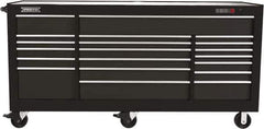 Proto - 48,654 Lb Capacity, 18 Drawer Mobile Workstation - 88-1/4" Wide x 27" Deep x 46-3/8" High, Steel, Dual Black - Apex Tool & Supply