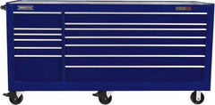 Proto - 48,517 Lb Capacity, 13 Drawer Mobile Workstation - 88-1/4" Wide x 27" Deep x 46-3/8" High, Steel, Blue - Apex Tool & Supply