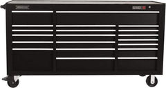Proto - 39,577 Lb Capacity, 20 Drawer Mobile Workstation - 78-7/8" Wide x 25-1/4" Deep x 43-1/4" High, Steel, Black - Apex Tool & Supply