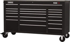 Proto - 30,519 Lb Capacity, 20 Drawer Mobile Workstation - 67" Wide x 25-1/4" Deep x 41" High, Steel, Black - Apex Tool & Supply