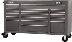 Proto - 30,144 Lb Capacity, 18 Drawer Mobile Power Workstation - 67" Wide x 25-1/4" Deep x 41" High, Steel, Dual Black - Apex Tool & Supply